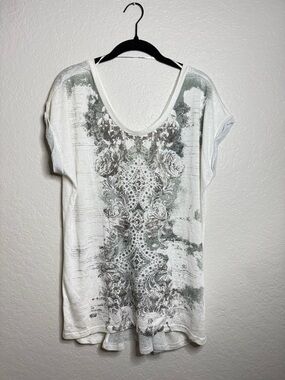 Miss Me NWT White Graphic Scoop Neck Top Y2K